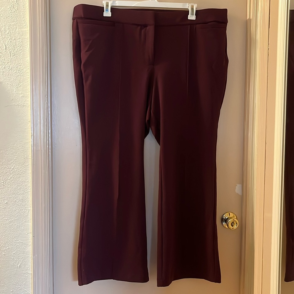 Lane Bryant 24S Maroon Boot Leg Dress Pants